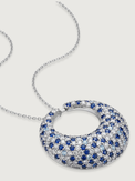 Closeup of Soraya Blue Double Drop Earrings in Plated Metal Jewelry for Pierced Ears Copper 4 cm 23.1gms