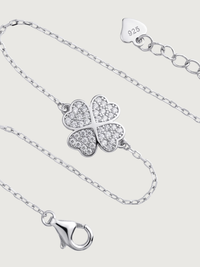 Rear View of Cara Clover Bracelet Adjustable Length 925 Sterling Silver One Size 2.2gms