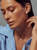 Alternate View of Model Wearing Freya Flower Pendant & Stud Earrings Set in 18k Gold-Plated Metal Adjustable Length Gold Plated Steel | Hypoallergenic Tarnish Resistant Sweat Water One Size 12gms
