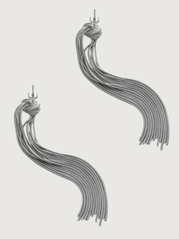 Rear View of Clara Tassel Earrings Jewelry for Pierced Ears Rhodium Plated Copper Metal 925 Sterling Silver One Size 15.5gms