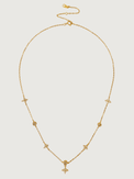 Front View of Irene Star Charm Necklace in 18K Gold Plated Sterling Silver Adjustable Length 18k 925 Metal 17 inches 2.3gms