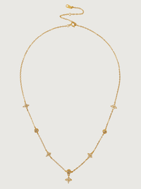 Front View of Irene Star Charm Necklace in 18K Gold Plated Sterling Silver Adjustable Length 18k 925 Metal 17 inches 2.3gms