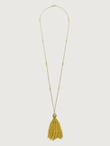Rear View of Selina Pearl Tassel Necklace in 18K Gold Plated Sterling Silver Fixed Length 18k 925 Brass Metal Stone One Size 23.3gms