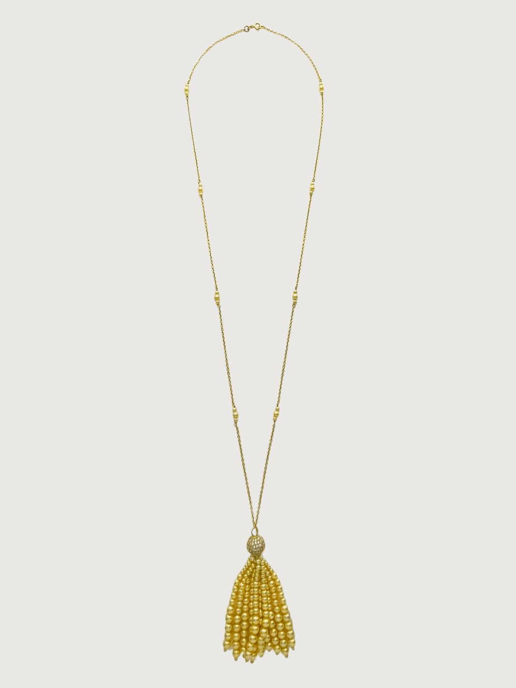 Rear View of Selina Pearl Tassel Necklace in 18K Gold Plated Sterling Silver Fixed Length 18k 925 Brass Metal Stone One Size 23.3gms