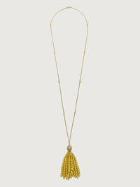 Rear View of Selina Pearl Tassel Necklace in 18K Gold Plated Sterling Silver Fixed Length 18k 925 Brass Metal Stone One Size 23.3gms