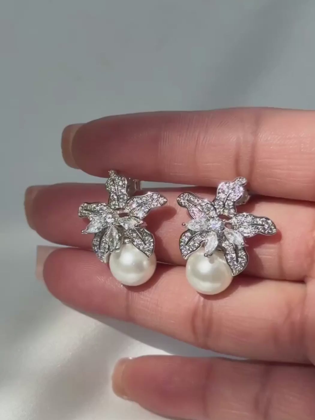 Cattleya Pearl Stud Earrings