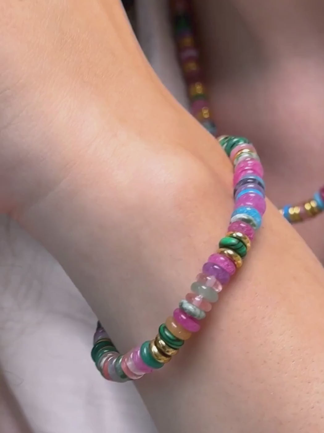 Video of Miley Multicolor Bracelet in 18k Gold Plated Sterling Silver Adjustable Length 925 Metal Stone One Size 14gms