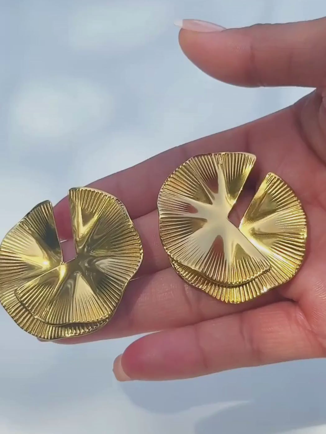 Megan Spiral statement Earrings in 18K Gold Plated Metal