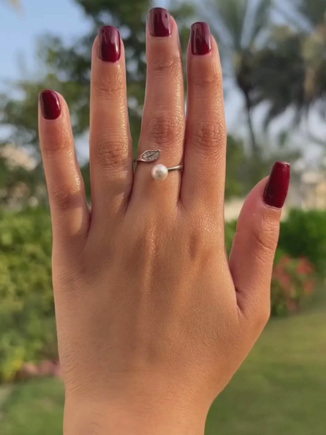 Video of Bianca Stunning Sterling Silver Pearl Ring Open-Adjustable-Resizable 925 Metal Stone One Size 2.5gms