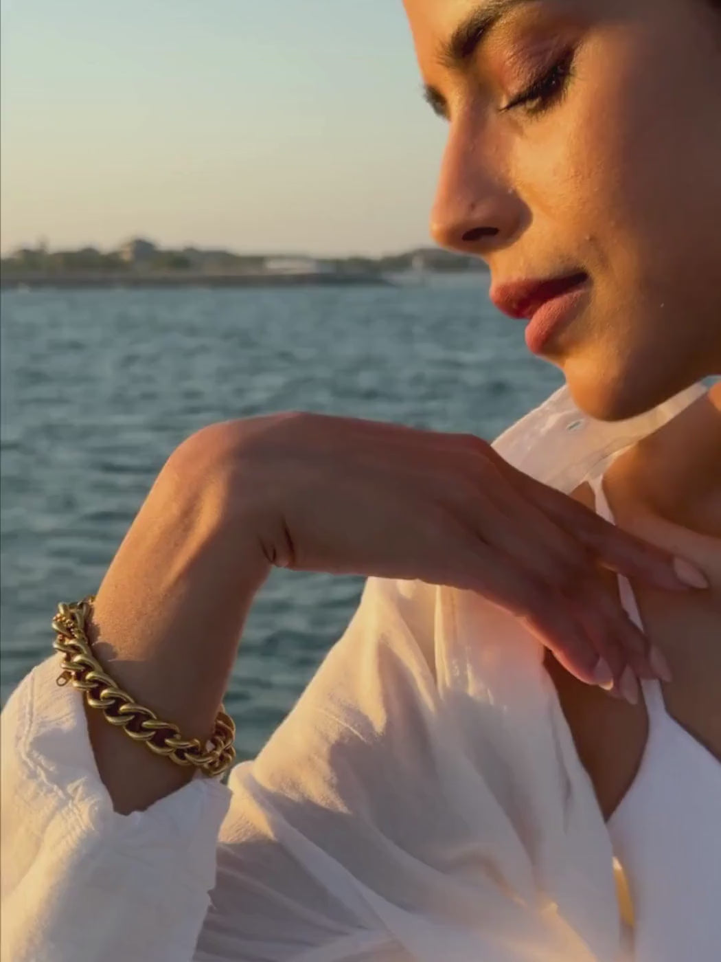 Video of Freya Flower Pendant & Stud Earrings Set in 18k Gold-Plated Metal Adjustable Length Gold Plated Steel | Hypoallergenic Tarnish Resistant Sweat Water One Size 12gms